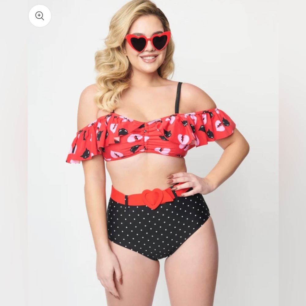 Emily The‎ Strange X Unique Vintage Black Pin Dot Swim Bottoms